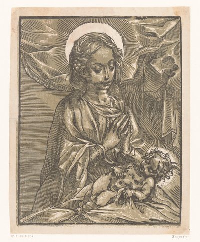 Maria adora a criança Cristo de Andrea Andreani