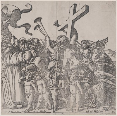 Seção D: anjos tocando trombetas etc, de O Triunfo de Cristo, 1836. de Andrea Andreani