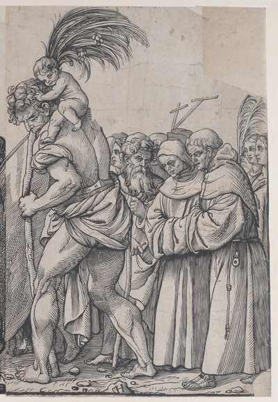 Seção H: São Cristóvão carregando o Menino Jesus, de O Triunfo de Cristo, 1836. de Andrea Andreani