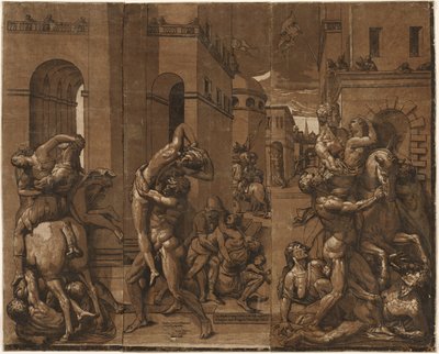 O Rapto das Mulheres Sabinas, 1585. de Andrea Andreani