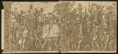 O Triunfo de Júlio César [nº 5 e 6 mais 2 colunas], 1599. de Andrea Andreani