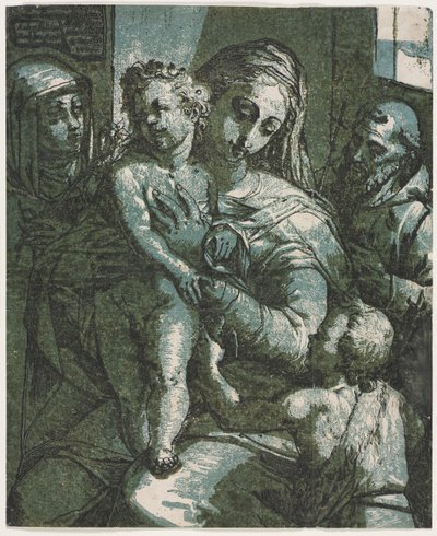 Virgem e Menino com São João, Santa Catarina de Siena e São Francisco, 1585. de Andrea Andreani