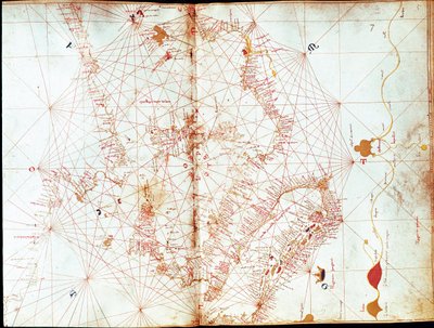 Mapa da Itália pela cartógrafa marinheira Andrea Bianco (século XV) de Andrea Bianco