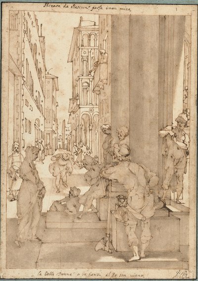 Sofronia entra no palácio de Aladin de Andrea Boscoli