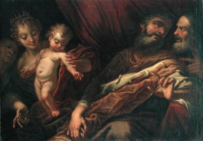 O Menino Moisés de pé sobre a Coroa do Faraó (óleo sobre tela) de Andrea Celesti