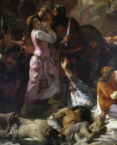 Clash entre os cidadãos de Tortona e o exército imperial, detalhe de A constância de Tortona ou Sede de Tortona de Andrea Gastaldi