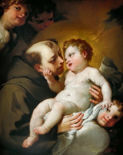 Santo Antônio de Pádua com o Menino Jesus, de Andrea Lanzani (1641-1712), óleo sobre tela, 92x78 cm de Andrea Lanzani