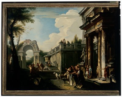 Capricho arquitetónico com fonte de Andrea Locatelli