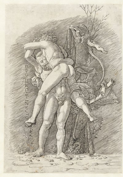 Hercules en Antaeus
Divo Herculi invicto (título sobre o objecto) de Andrea Mantegna (school of)