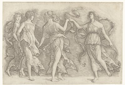 Quatro mulheres a dançar de Andrea Mantegna (school of)