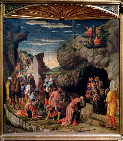 Adoração dos Reis Magos - Painel Central, c. 1462 de Andrea Mantegna