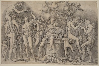 Bacanal com uma cuba de vinho de Andrea Mantegna