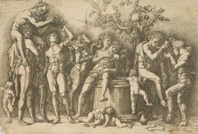 Bacanal com cuba de vinho, ca. 1470-90. de Andrea Mantegna