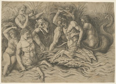 Batalha dos Deuses do Mar: Metade direita de um friso de Andrea Mantegna