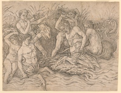Batalha dos Deuses do Mar, metade direita de Andrea Mantegna