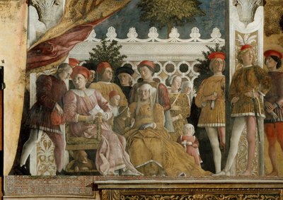 Corte de Gonzaga Fresco na Camera degli Sposi no Palazzo Ducale em Mantua, 1474 de Andrea Mantegna