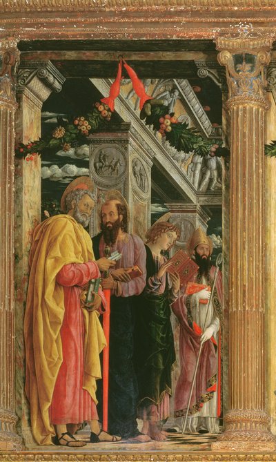 Detalhe do Retábulo de San Zeno, 1456-60 de Andrea Mantegna