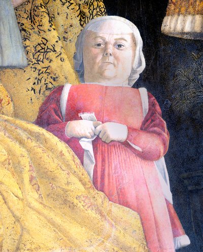 Anão do tribunal, detalhe do Muro do Tribunal de Andrea Mantegna