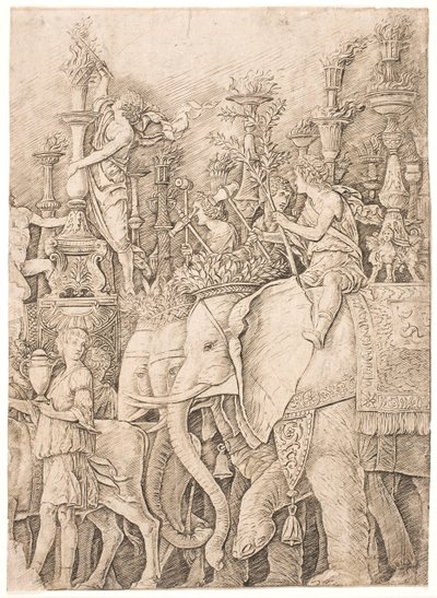 Elefantes carregando tochas de Andrea Mantegna