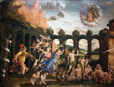 Alemão: Der Sieg der Tugend Minerva expulsando os Vícios do Jardim da Virtude de Andrea Mantegna