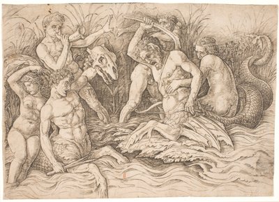 Batalha dos Deuses do Mar, metade direita de Andrea Mantegna