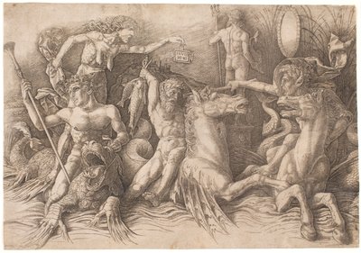 Batalha dos Deuses do Mar, metade esquerda de Andrea Mantegna