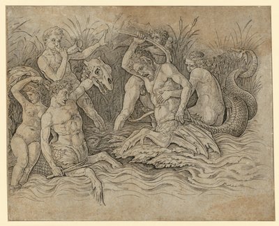 Combate dos deuses do mar de Andrea Mantegna