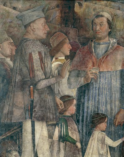 Luís II, Cardeal Francesco, Francesco II e Sigismondo Gonzaga, detalhe do Muro do Encontro de Andrea Mantegna