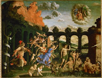 Minerva, a Sabedoria, perseguindo os Vícios do Jardim da Virtude ... de Andrea Mantegna