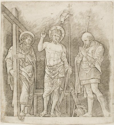 Cristo ressuscitado entre santos André e Longinus de Andrea Mantegna