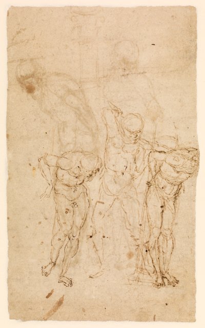 Estudos para Cristo na Coluna (verso), c.1460-65 (caneta e tinta sobre papel) [ver também 5934515]. de Andrea Mantegna