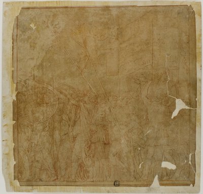 Estudo para os triunfos de Júlio César: Tela No. I de Andrea Mantegna