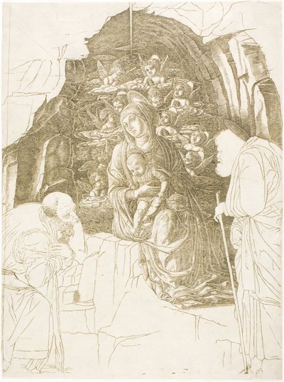 A Adoração dos Magos (Virgem da Gruta) de Andrea Mantegna