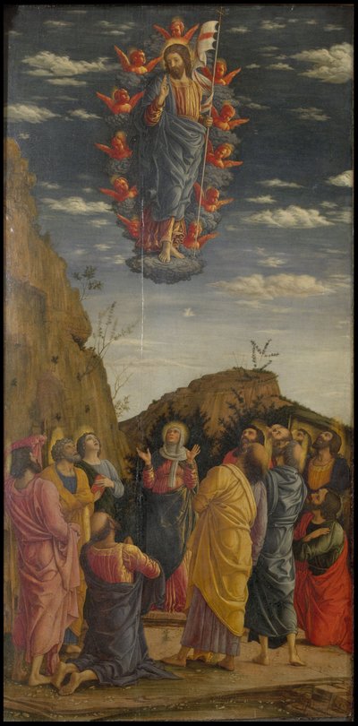 O Tríptico de Ascensão do Uffizi Uffizi Tryptich, painel esquerdo, ca 1463-1464 de Andrea Mantegna