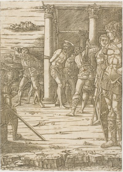 A Flagelação de Cristo, com o Fundo da Paisagem de Andrea Mantegna