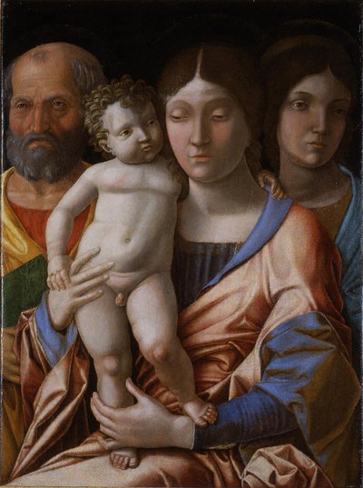 A Sagrada Família com um santo, 1495. de Andrea Mantegna