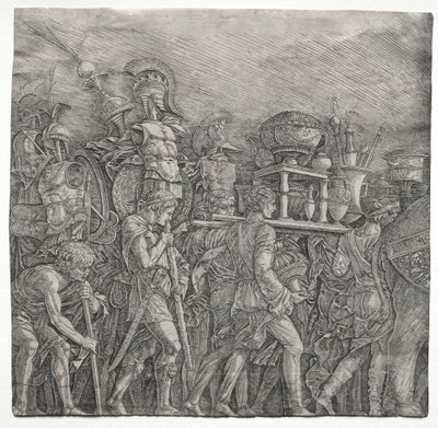 Os triunfos de César: os porta-espartilhos, c. 1495 de Andrea Mantegna