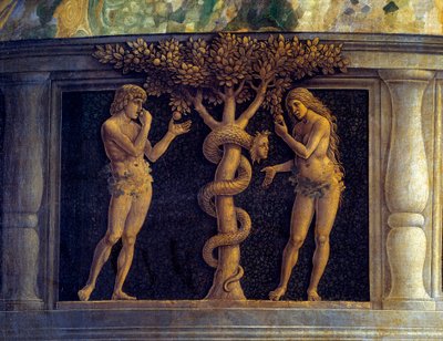 A Virgem e o Menino rodeados por seis Santos e adorados pelo Marquês de Mântua, François II de Gonzaga (Francesco II Gonzaga) (1466-1519) conhecido como A Virgem da Vitória" (Pala della Vittoria) (Madonna della Vittoria)". Detalhe representando a tempta de Andrea Mantegna