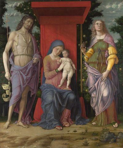 A Virgem e o Menino com Madalena e São João Batista, c. 1495 de Andrea Mantegna