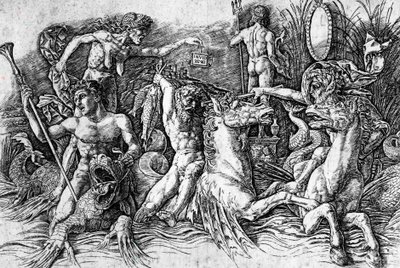 A batalha dos Deuses do Mar, de Andrea Mantegna (1431-1506), gravura. Detalhe. de Andrea Mantegna
