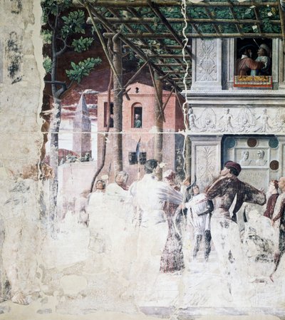 A condenação de São Cristóvão, detalhe do Martírio de São Cristóvão de Andrea Mantegna