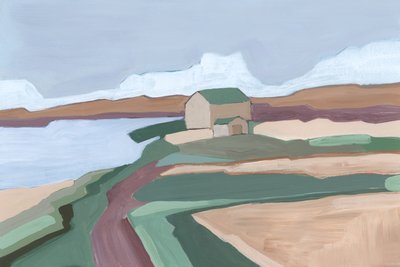 Numa terra dilacerada, 2023 (acrílico sobre papel) de Andrea Mejia