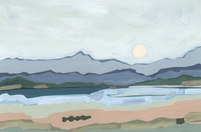 Moonrise over the valley, 2023 (acrílico sobre papel) de Andrea Mejia