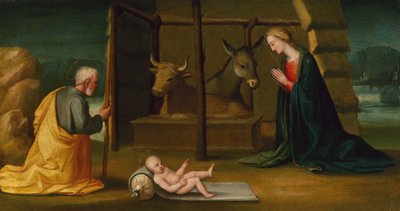 The Nativity, c.1500 (óleo sobre painel) de Andrea Piccinelli