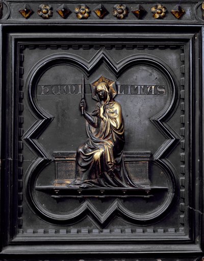 Humildade, painel D das Portas do Sul do Batistério de San Giovanni, 1336 (bronze) de Andrea Pisano