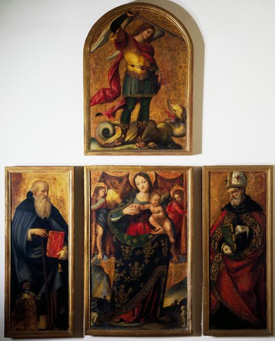 Políptico com Madonna e Santos, de Andrea Sabatini da Salerno (1480-1530), pintura sobre madeira. de Andrea Sabatini