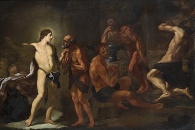 Apolo na forja de Vulcano de Andrea Sacchi