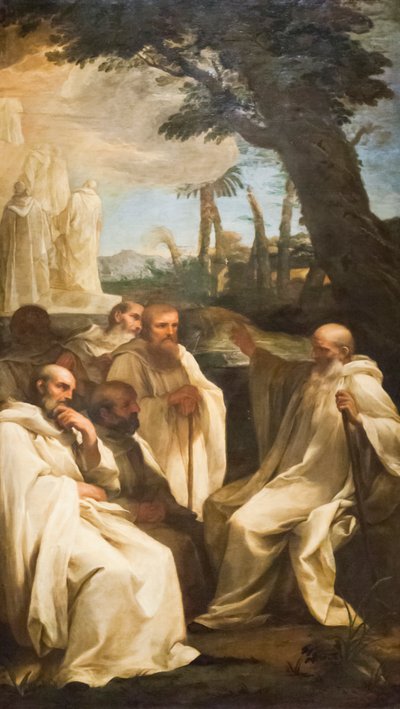 Visão de Saint Romuald, c.1631 (óleo sobre tela) de Andrea Sacchi