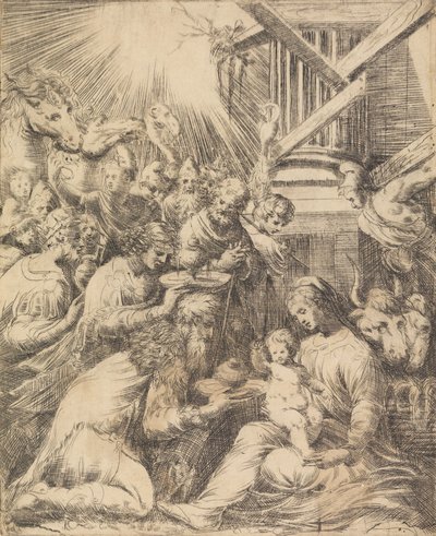 Adoração dos Magos, c. 1553-60. de Andrea Schiavone