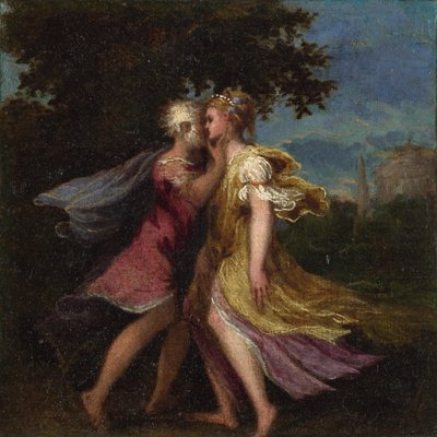 Júpiter seduzindo Calisto, c. 1550 de Andrea Schiavone